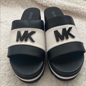 Michael Kors Kids Black and White Slide Sandals